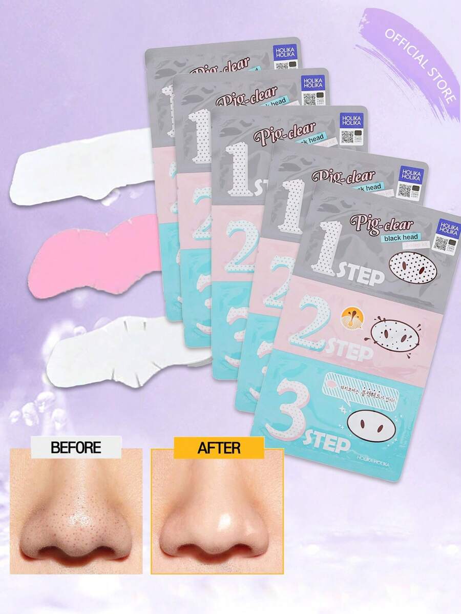 HOLIKA HOLIKA - Parches de 3 pasos para extraer puntos negros Pig Clear Black Head