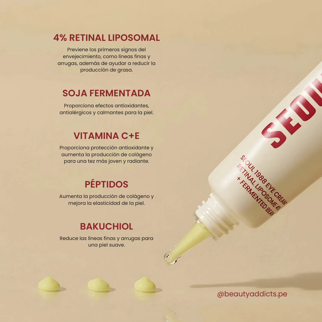 ⭐ K-SECRET Seoul 1988 Eye Cream: Retinal Liposome 4% + Fermented Bean ⭐ Anti-edad